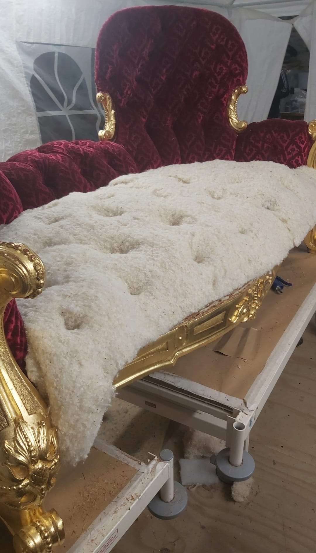 Relined & padded ready for deep buttoning.